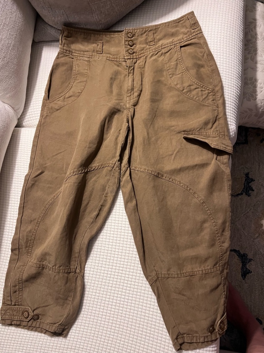 Pilcro Brown Cargo Capris with Button Waist